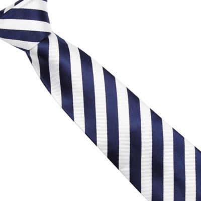 Designer navy striped silk tie